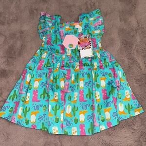 Girls Annie Dress- Cowboy Turquoise Size 3